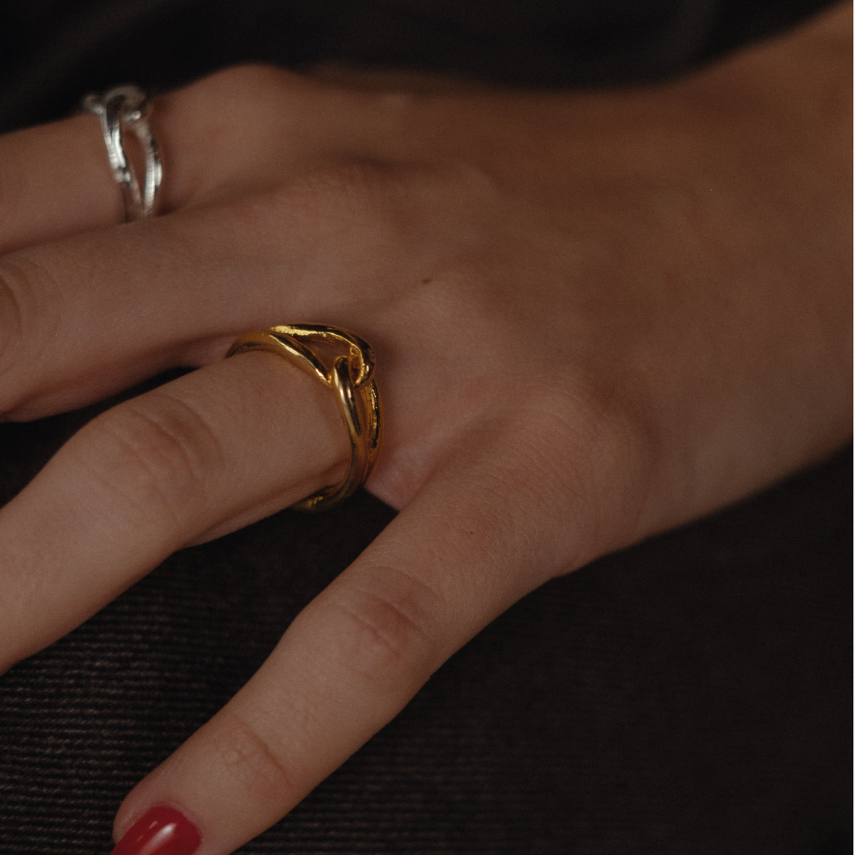 CROSS RING PLATED GOLD