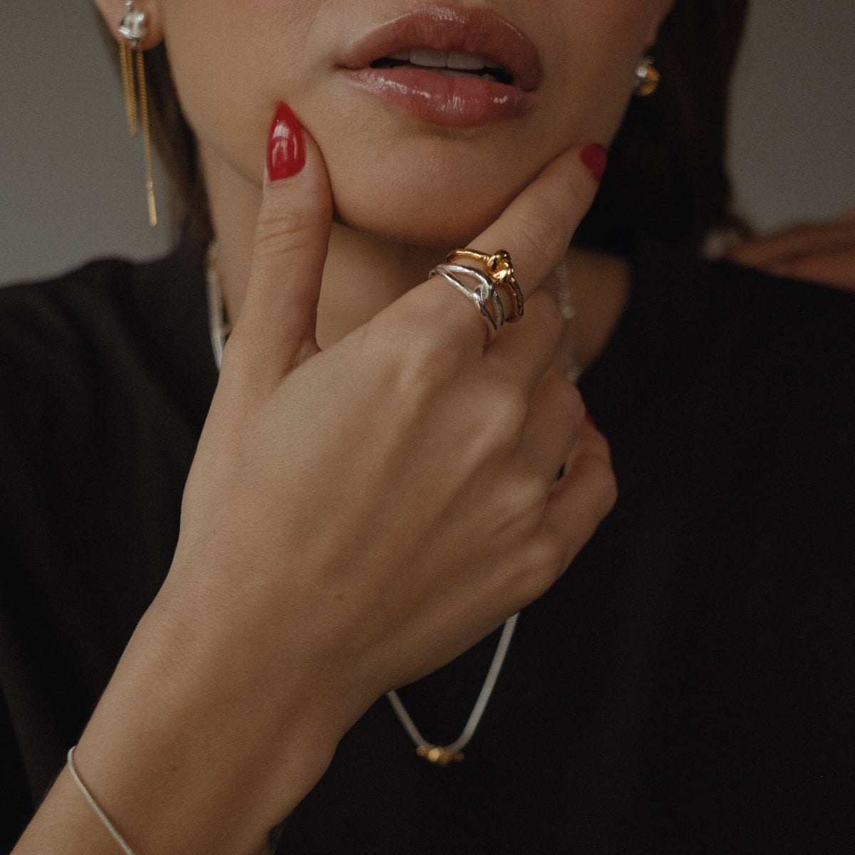 CROSS RING - PLATED SILVER