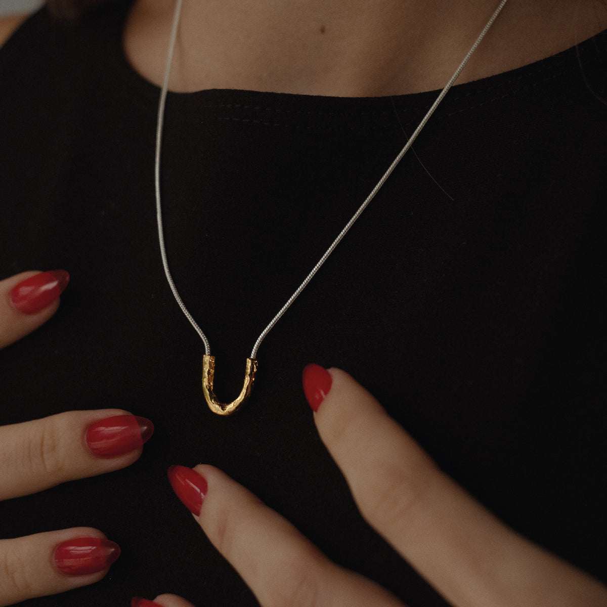 HORSESHOE NECKLACE - GOLD & SILVER