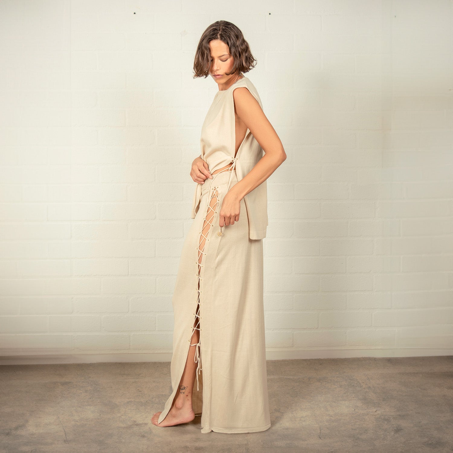 FALDA TEJIDA SALT BEIGE