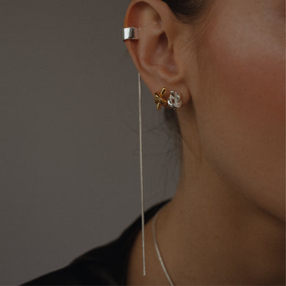 LONG MIXED EARCUFF - PLATED SILVER