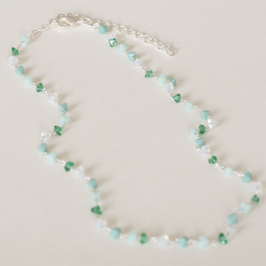 COLLAR CRISTAL GREEN PLATA