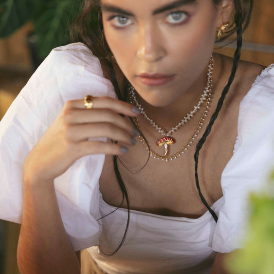 COLLAR SETA PERLAS